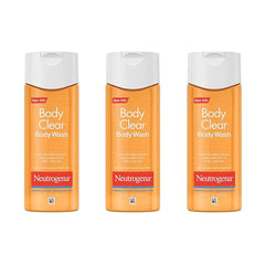 Neutrogena Body Clear Acne Body Wash, 2% Salicylic Acid Acne Medication, Oil-Free & Glycerin for Breakouts on Back, Chest & Shoulders, Non-Comedogenic, Gentle on Skin, Unscented, 8.5 Fl Oz, 3 Packâ€