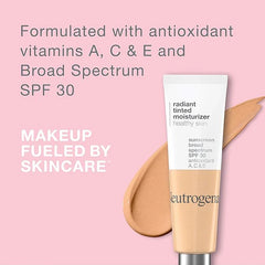 Neutrogena Healthy Skin Radiant Tinted Facial Moisturizer with Broad Spectrum SPF 30 Sunscreen Vitamins A, C, & E, Lightweight, Sheer, & Oil-Free Coverage, Sheer Ivory 10, 1.1 fl. oz